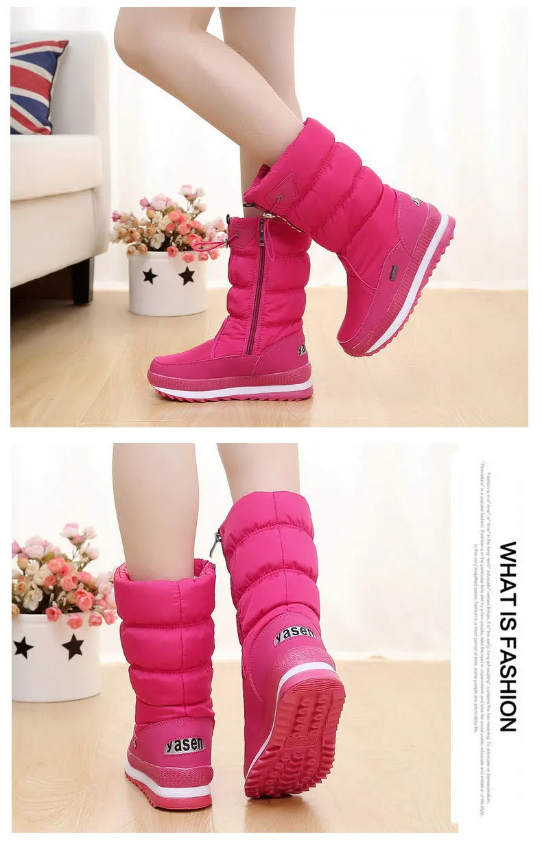 Women's Thick Plush Warm Waterproof Non-Slip Snow Boots