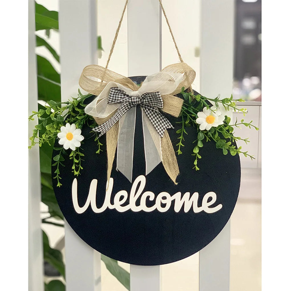 Welcome/Hello Hanging Decoration Wreath for Front Door