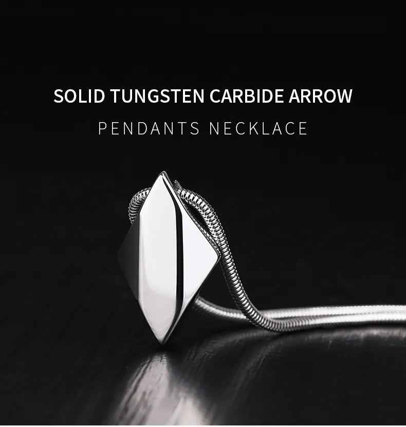 Polished Tungsten Carbide Pendant Necklace for Men with 45/50/55cm Chain