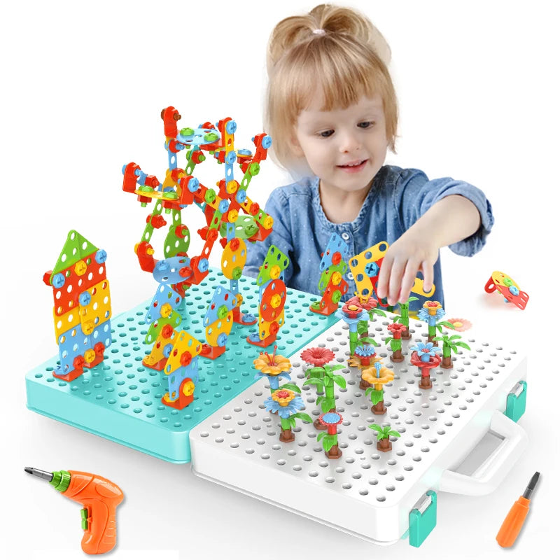 Pretend Kids Drill Screw Nut Puzzles Assembly Toy for Creative Play