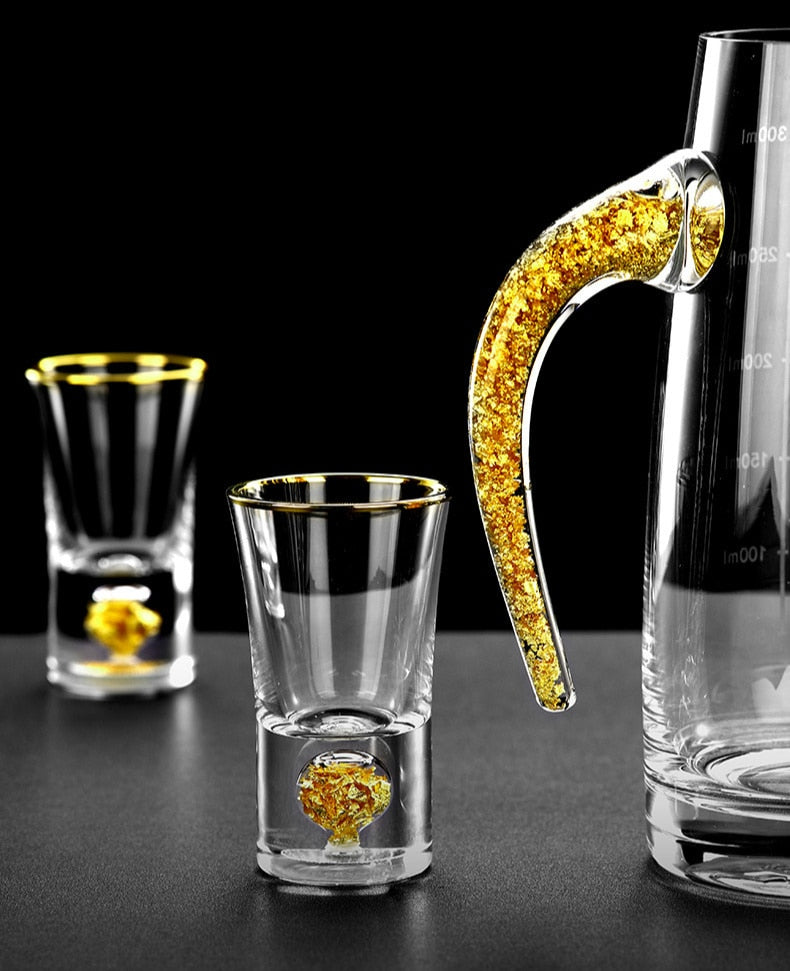 Lead-free Crystal Glass Gild Built In 24K Gold Leaf Small Shot Glass - littleblackbears