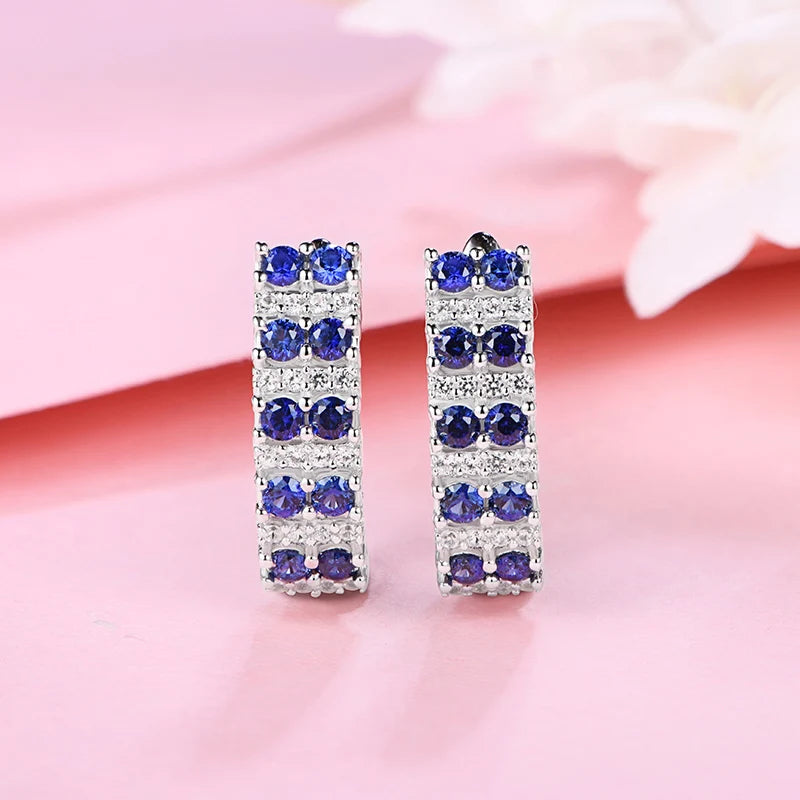 Sterling Silver Blue Sapphire Earrings