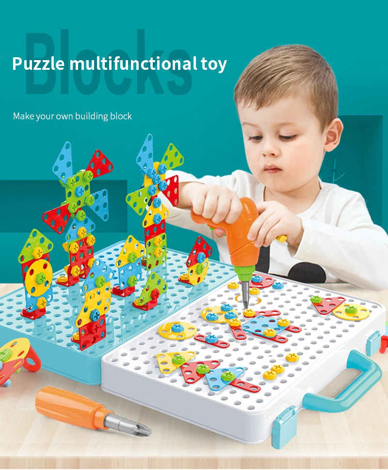 Pretend Kids Drill Screw Nut Puzzles Assembly Toy for Creative Play