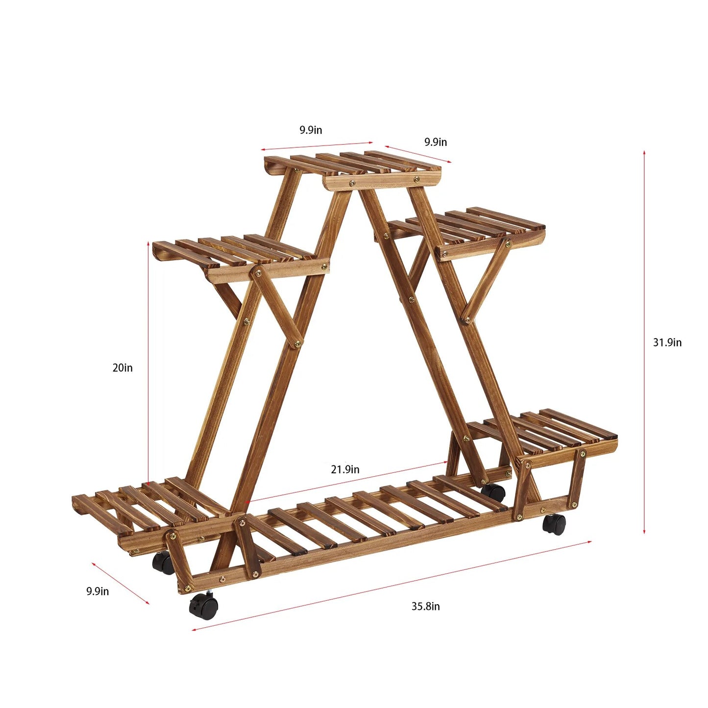 Triangular 6 Tiered Wood Plant Shelf