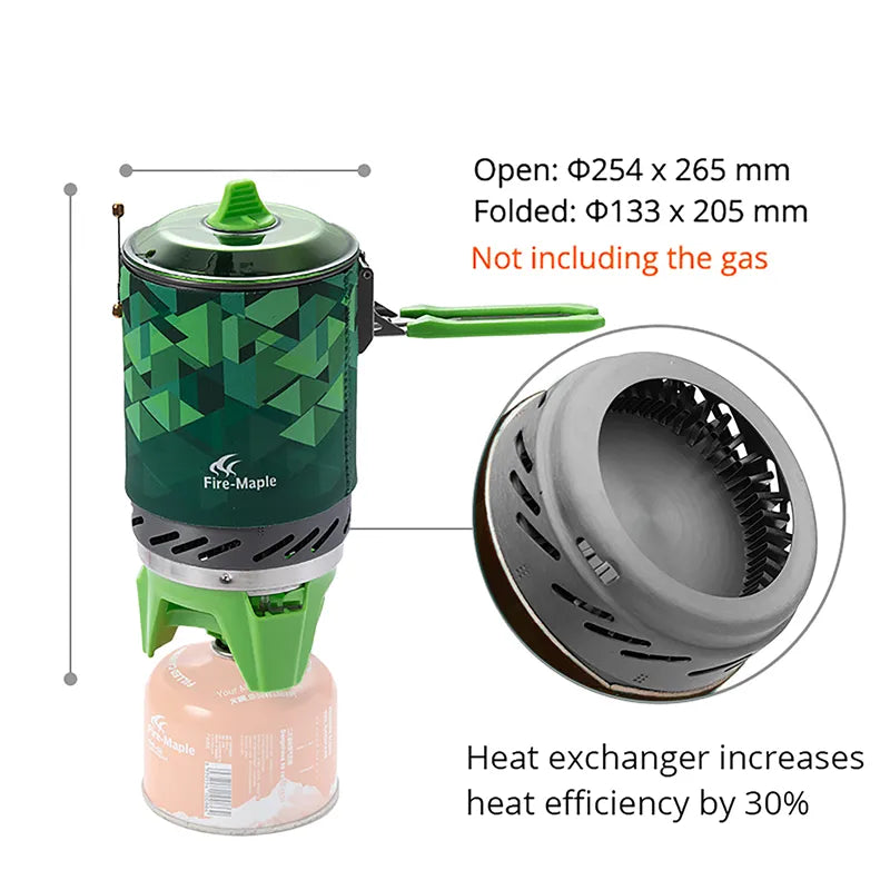 Portable Cooking System With Heat Exchanger Pot for Camping/Hiking