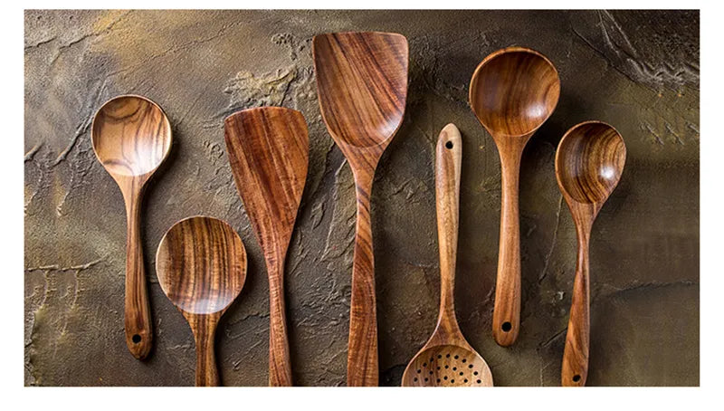 Teak Natural Wood Tableware Kitchen Tool Set