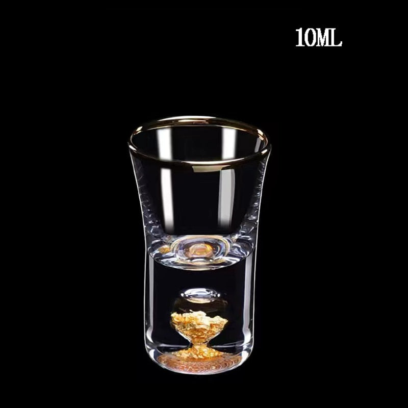 Lead-free Crystal Glass Gild Built In 24K Gold Leaf Small Shot Glass - littleblackbears