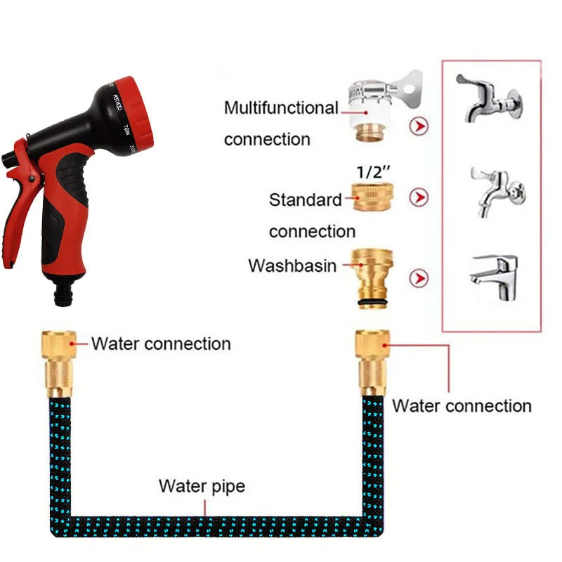 Home and Garden Flexible Expandable High Pressure Hose from 25-100 Foot With or Without Gun