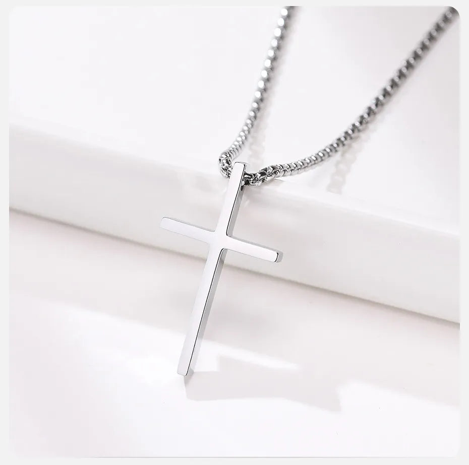 Vnox Men's Stainless Layered Steel Cross Necklace