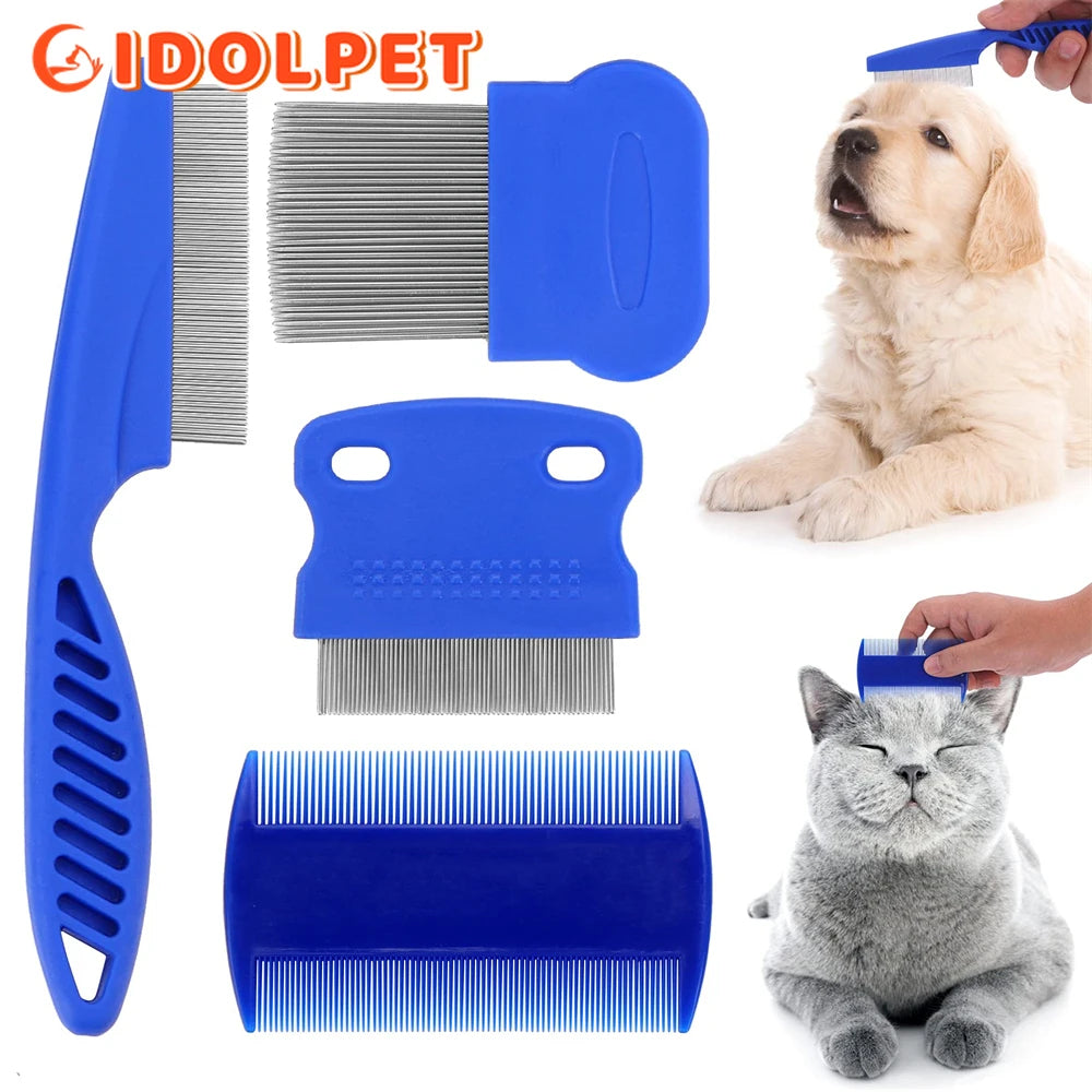 4Pcs Pet Flea Combs with High Strength Durable Teeth