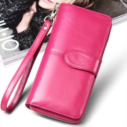 Hot selling women wallet korean American  style oil wax wallets 

 card package mobile phone women clutch - littleblackbears