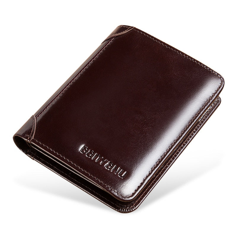 BANYANU Anti Rfid Classic Style Wallet Genuine Leather Men Wallets - littleblackbears