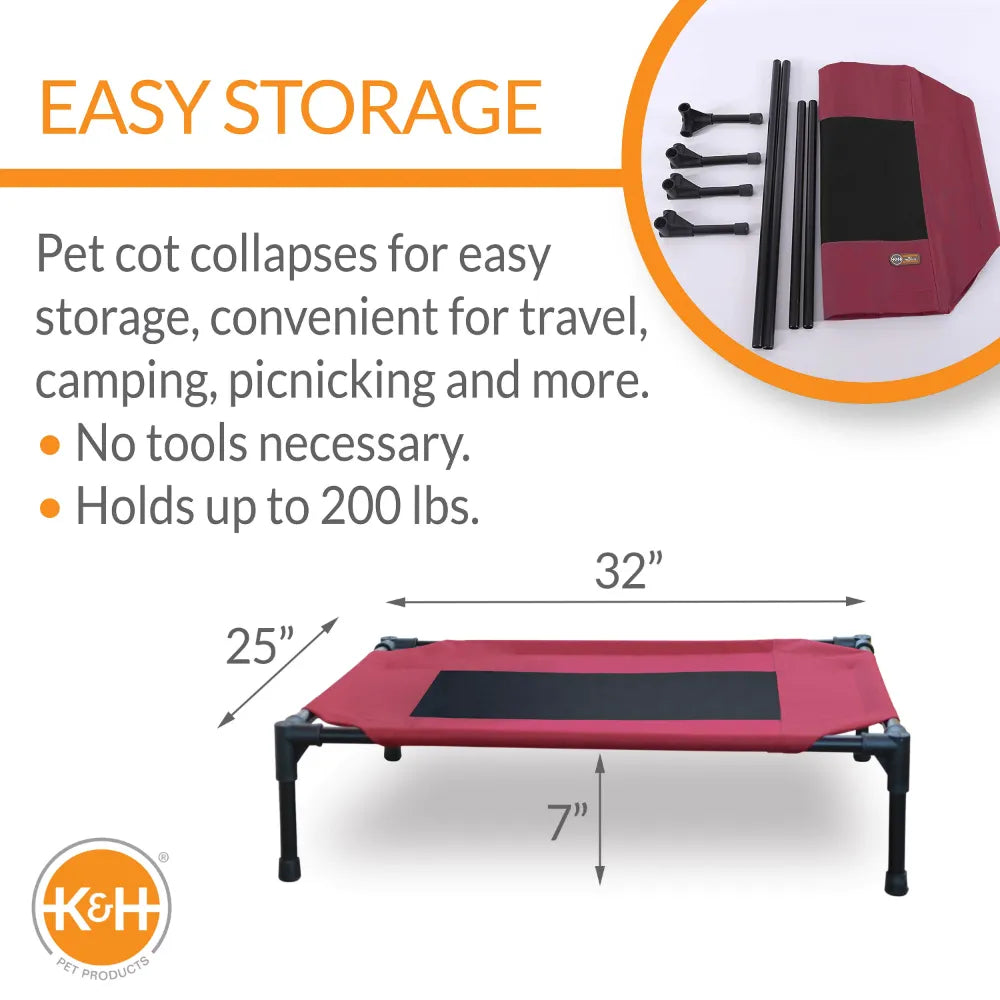 Original Pet Elevated  Bed Medium Red 25" X 32"  7"