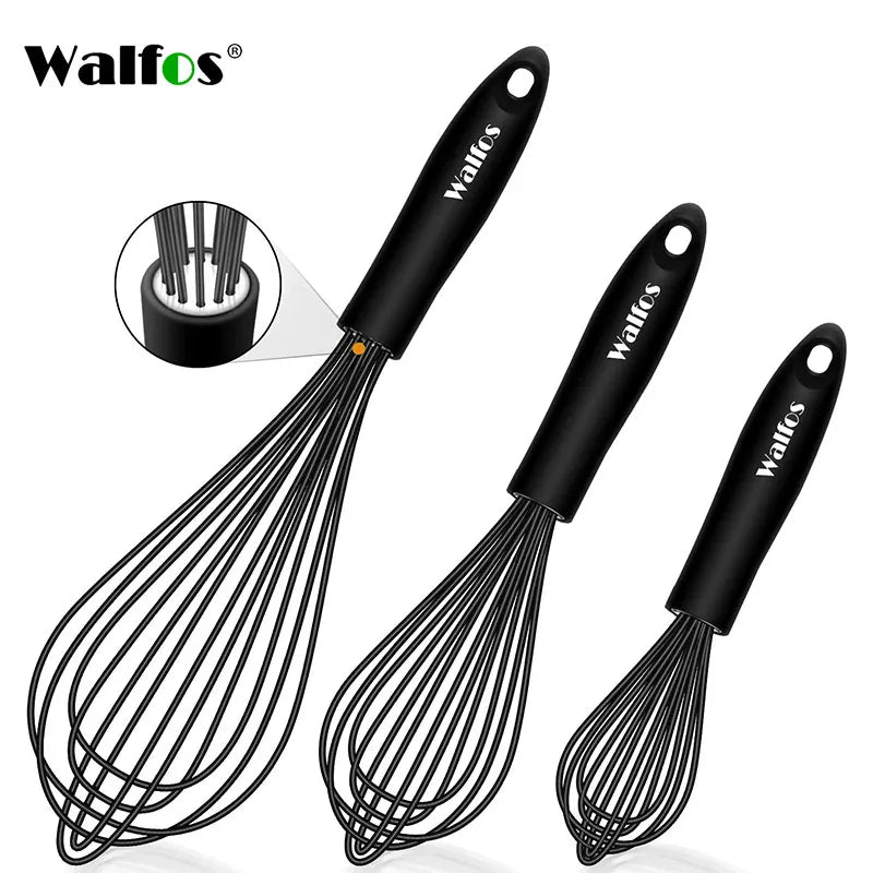 WALFOS 1pcs/3 pcs set Multifunctional Silicone Rotating Manual Whisk Mixer