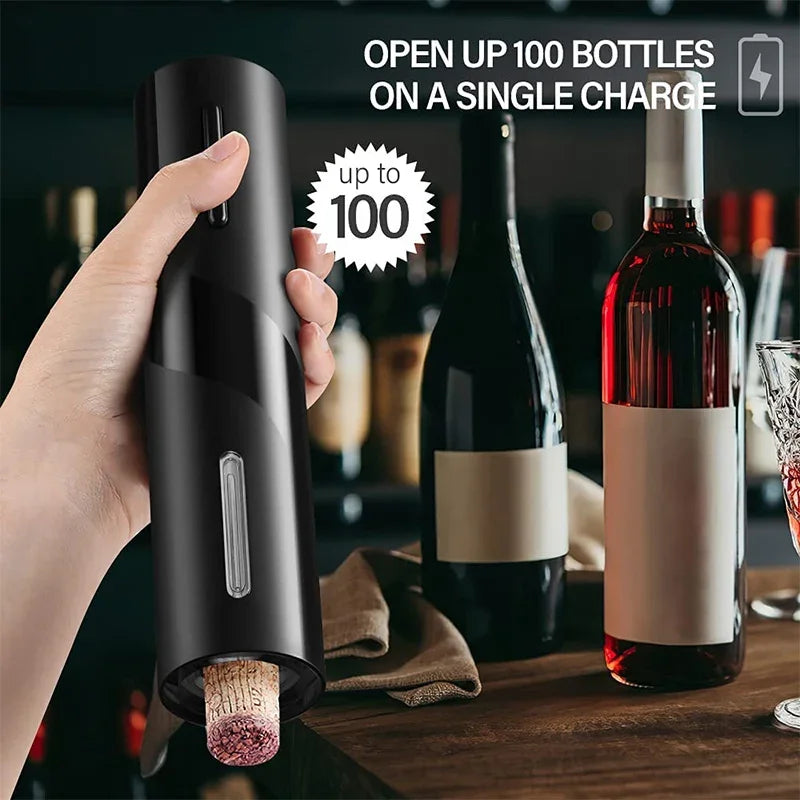 Rechargeable One-Click Electric Wine Bottle Opener with Foil Cutter for Bar Wine Lover