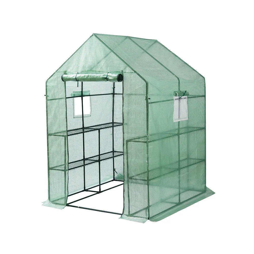 Mini Portable Walk-in Greenhouse -2 Tier 8 Shelves for Growing Plants