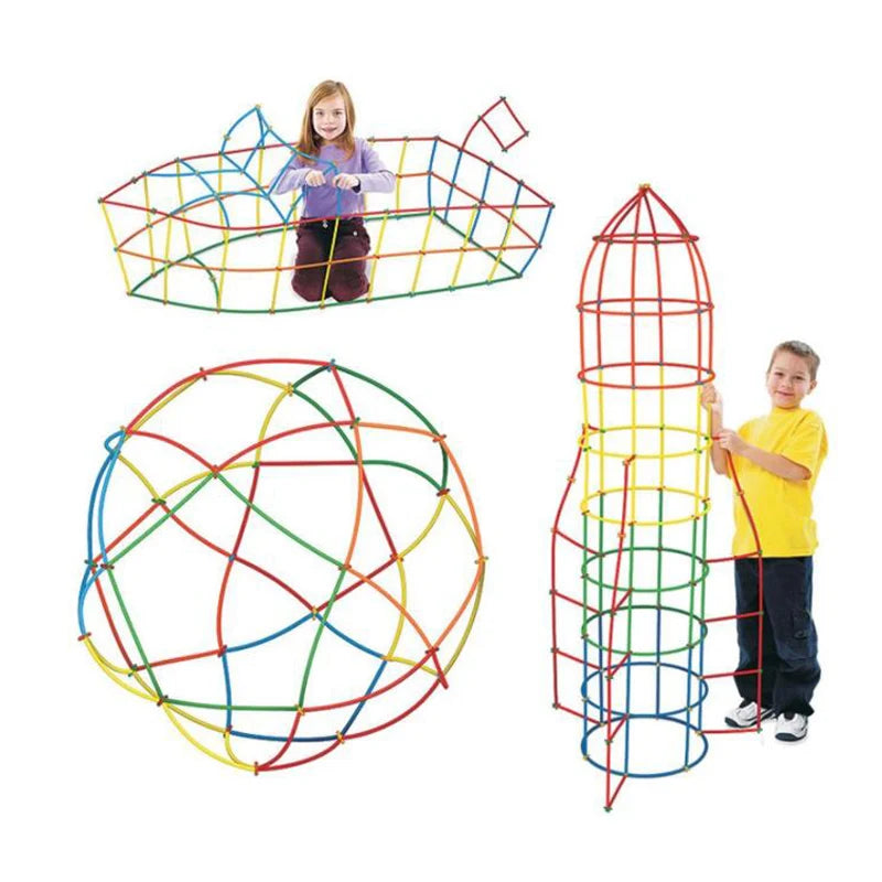 Colorful Building Toy Straw Constructor and Connectors Building Set