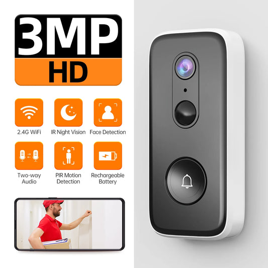 JOOAN Smart Home 3MP WiFi Intelligent Video Doorbell With Camera & Battery Powered Security Video Intercom