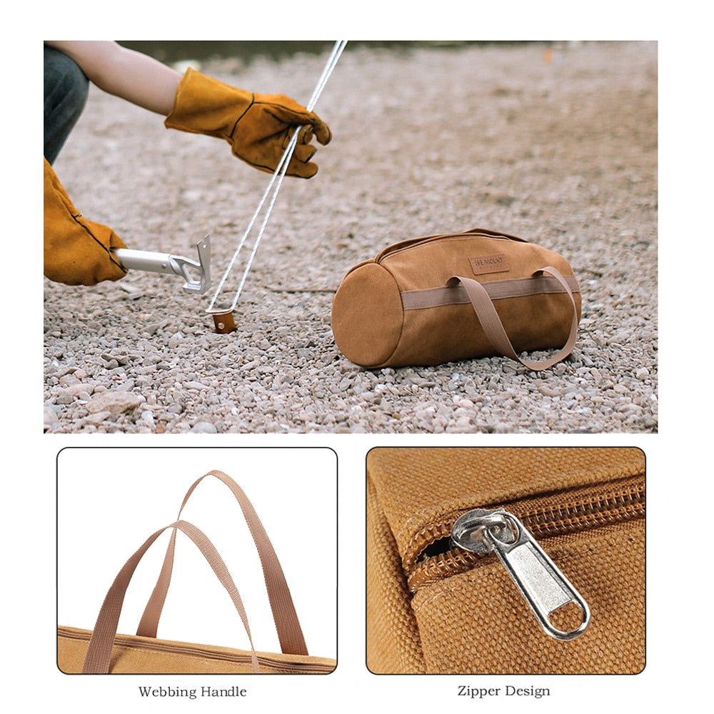 Outdoor Camping Tent Peg Ground Nail Storage Bag Tent Hammer Long Ground Nail Storage Bag Portable Tent Install Tools Organizer - littleblackbears