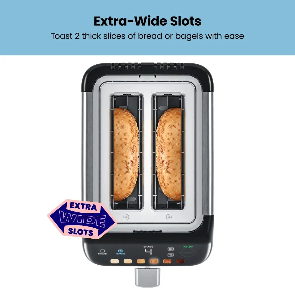 New  Smart Touch 2 Slice Digital Toaster, 6 Shade Settings, Stainless Steel, Removable Crumb Tray