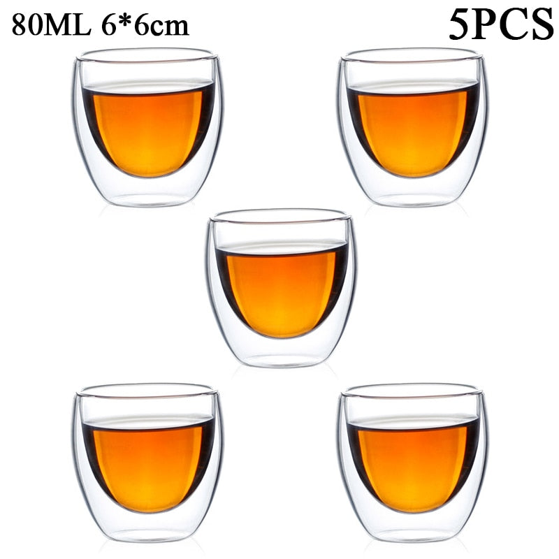 80ML Espresso Double Wall Glass Tea Cup Transparent Coffee Cups 
 High Borosilicate Glasses Mug Insulated Drinkware - littleblackbears