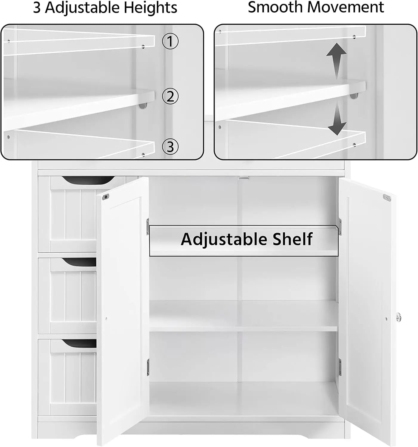 Topeakmart  Free-Standing Floor Storage Cabinet with 2 Doors & 4 Drawers for Home