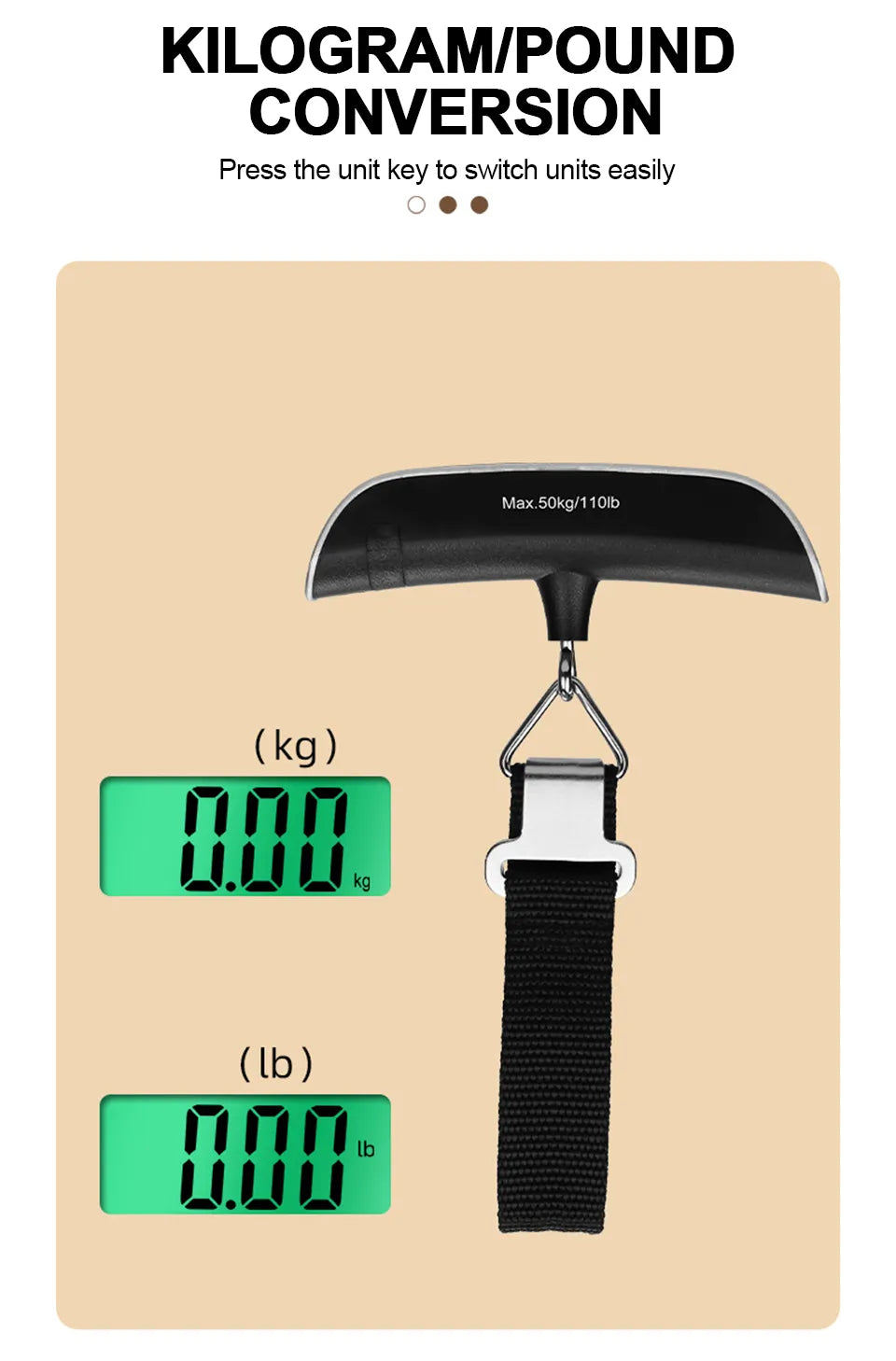 Electronic LCD Digital Back Light Hanging Kitchen, Fishing, or Luggage Scale