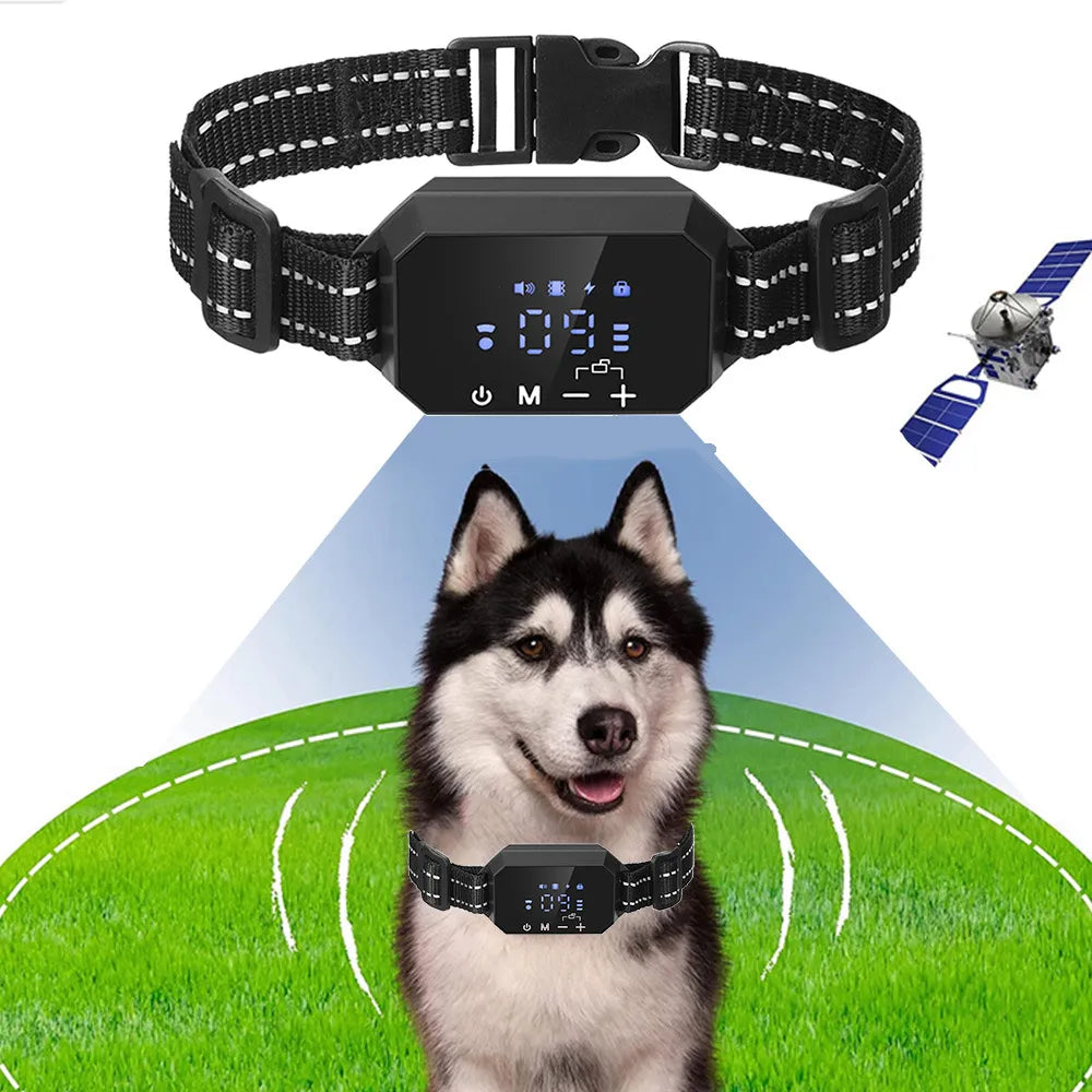 3280 Ft Radius GPS Outdoor Pet Wireless Electronic Fence System with Smart Vibration Shock Dog Collar