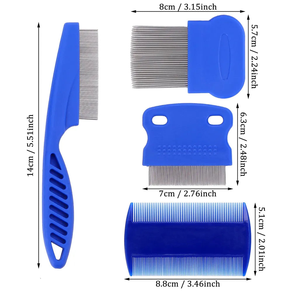 4Pcs Pet Flea Combs with High Strength Durable Teeth