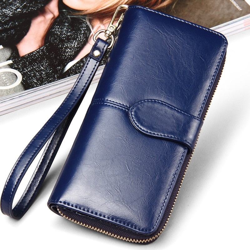 Hot selling women wallet korean American  style oil wax wallets 

 card package mobile phone women clutch - littleblackbears