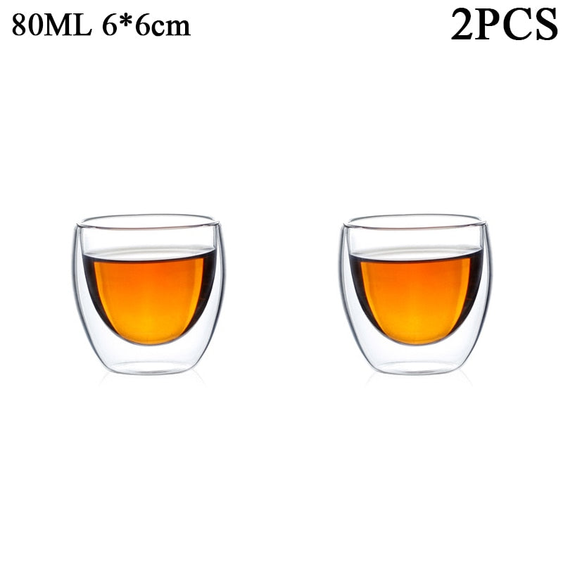 80ML Espresso Double Wall Glass Tea Cup Transparent Coffee Cups 
 High Borosilicate Glasses Mug Insulated Drinkware - littleblackbears