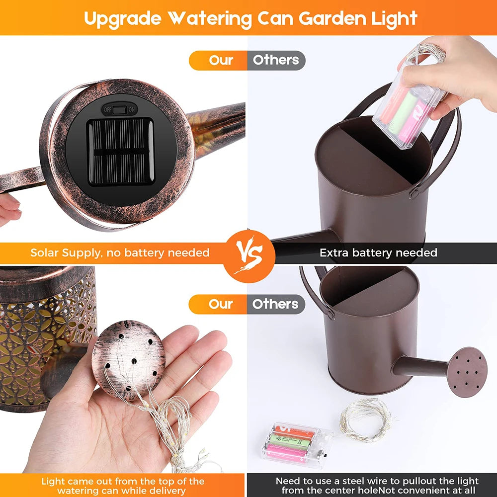 Hanging Waterproof Solar Watering Can Light Outdoor Decor for Patio/Lawn/Garden