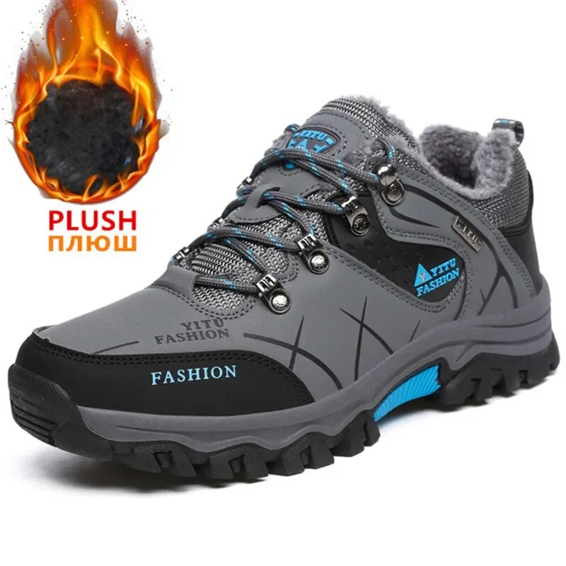 Men's Leather Waterproof Winter Hiking Snow Boots