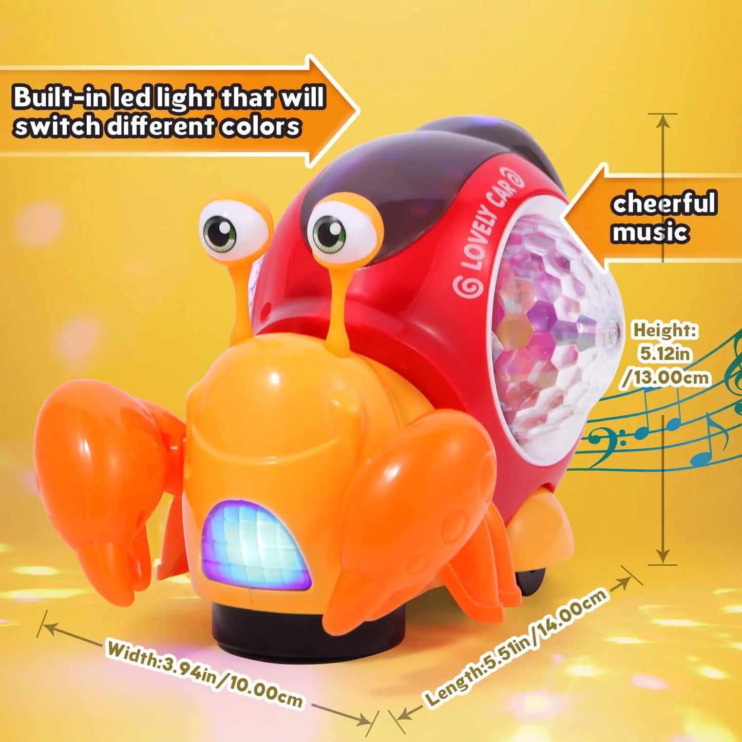 Children's Toy Crawling Dancing Electronic Crab with Music that Glows