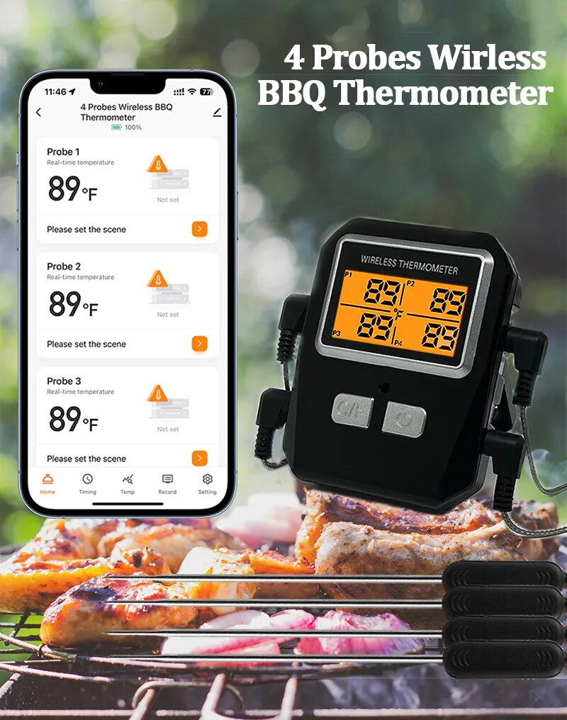 Kitchen Oven/Grill Smart Meat Food Thermometer Kitchen Cooking Tool Oven Grill BBQ Steak Bluetooth Temperature Meter Barbecue Accessories