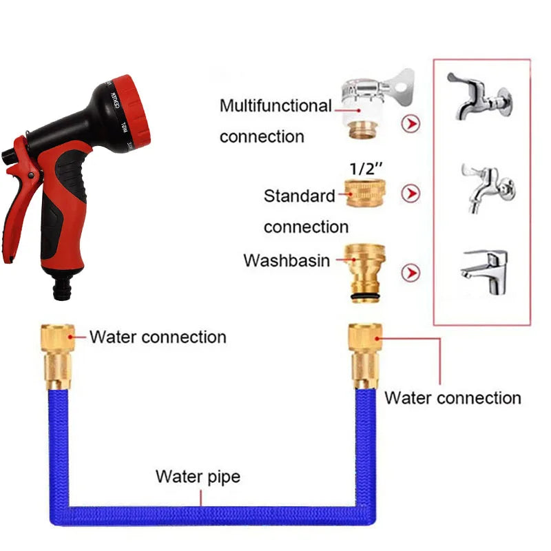 Home and Garden Flexible Expandable High Pressure Hose from 25-100 Foot With or Without Gun