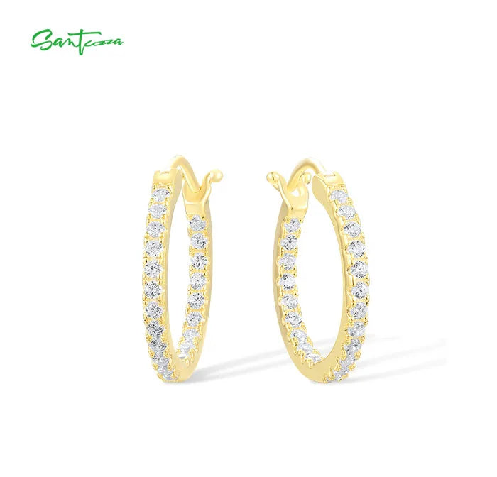 SANTUZZA 925 Sterling Silver Hoop Earrings  in 6 Different Colors to Choose From