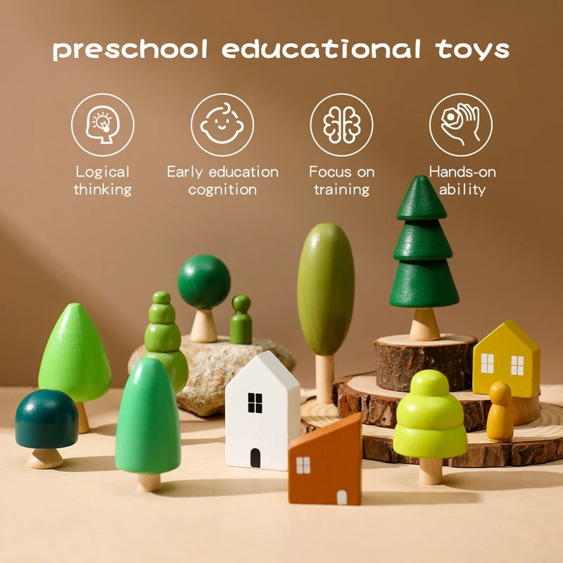 Wooden Educational Building Forest/Home Toy Blocks