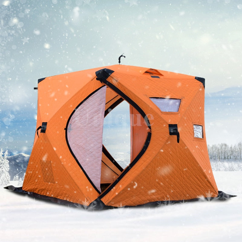 3 Layers Thicken Cotton 4-5 Person Winter Fishing Tent Outdoor Winter Camping Ice Fishing Shelter Tent 2 Door - littleblackbears