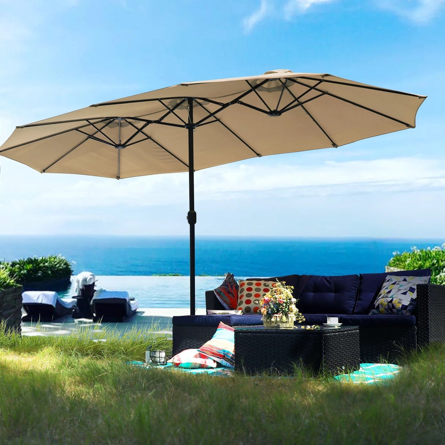 Studio 13 ft Large Patio Umbrella Double sided