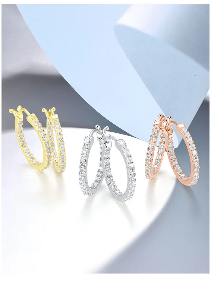 SANTUZZA 925 Sterling Silver Hoop Earrings  in 6 Different Colors to Choose From