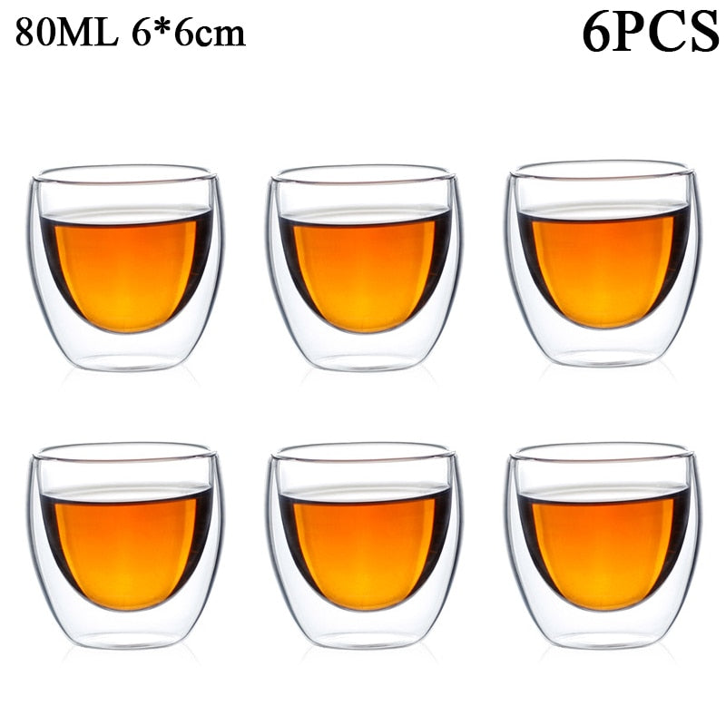 80ML Espresso Double Wall Glass Tea Cup Transparent Coffee Cups 
 High Borosilicate Glasses Mug Insulated Drinkware - littleblackbears