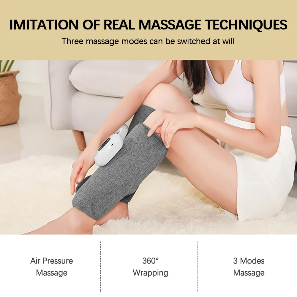 Rechargeable Wireless Electric Leg Massager Device Air Compression for Pain Relief of Muscles