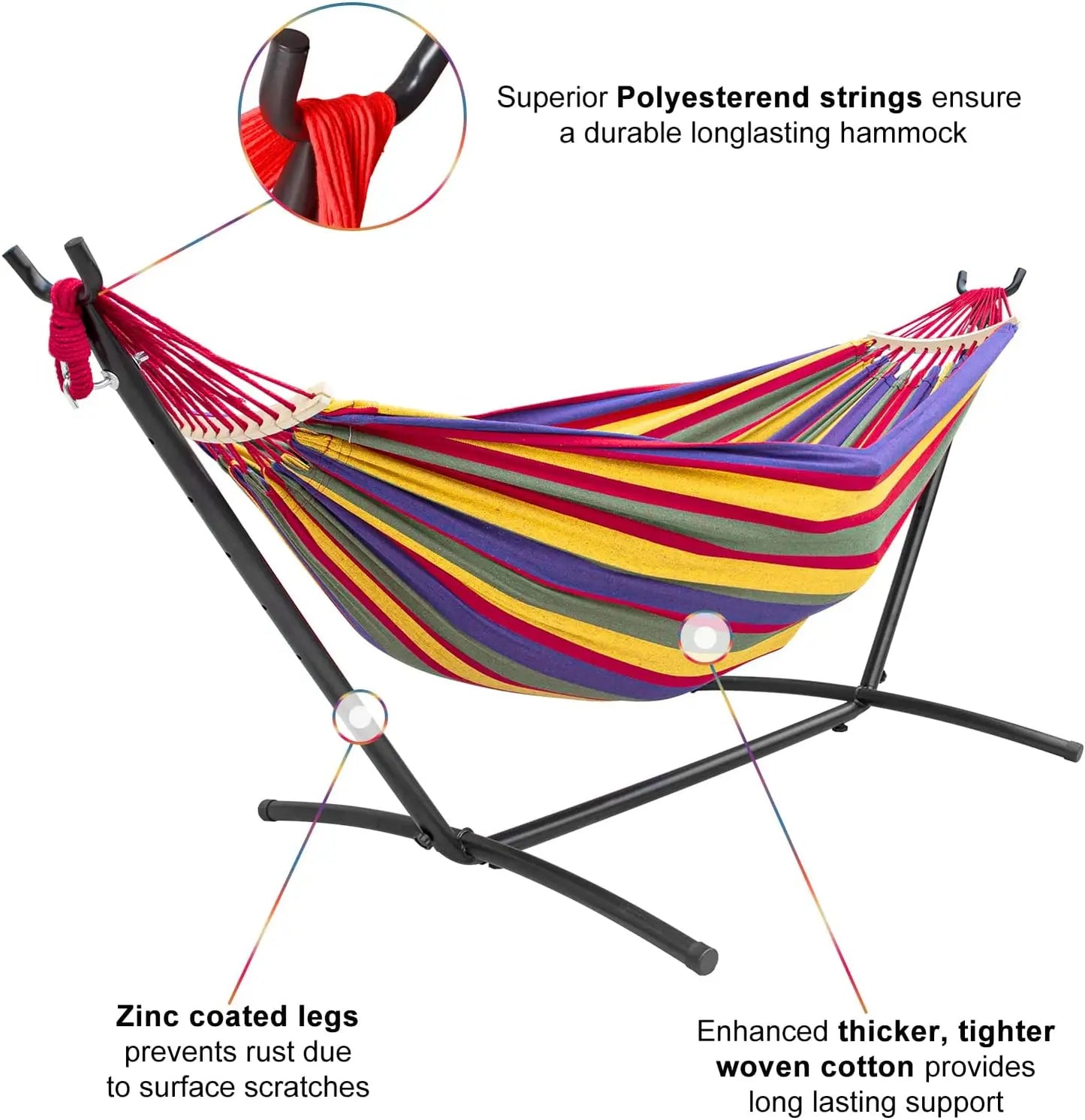 Double Hammock with Stand 450lb Capacity Stand & Premium Carrying Bag