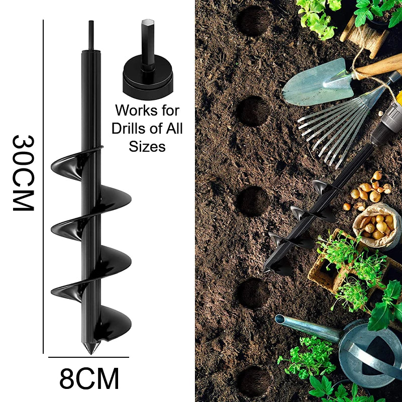 9 Size Garden Auger Ground Digger Drill Bit Tool for Planting, Fencing, or Ice Drilling