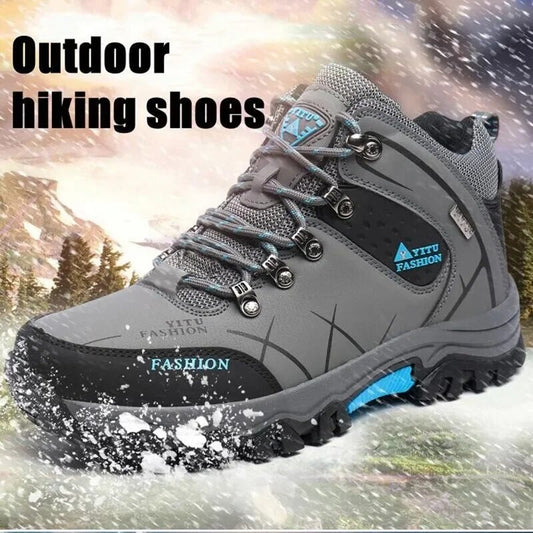 Men's Leather Waterproof Winter Hiking Snow Boots