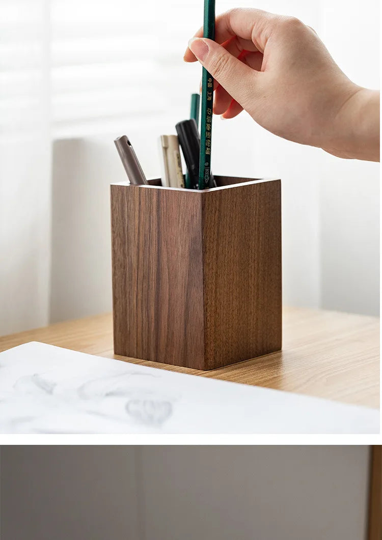 Classic Black Walnut Wooden Pen Storage Holder