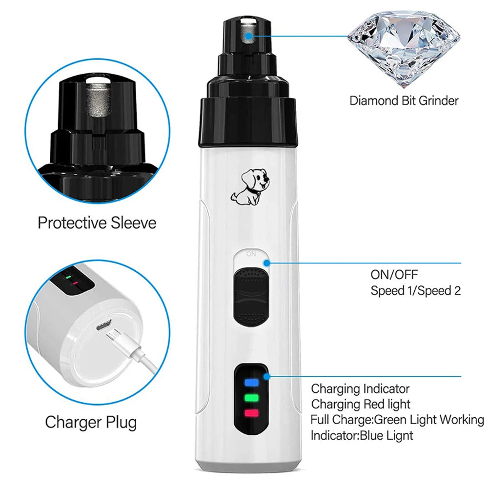 New Rechargeable Electric Nail Trimmer Grinder for Dogs & Cats