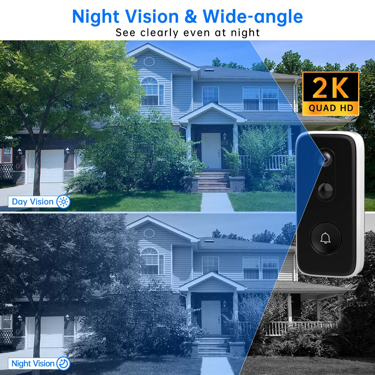 JOOAN Smart Home 3MP WiFi Intelligent Video Doorbell With Camera & Battery Powered Security Video Intercom