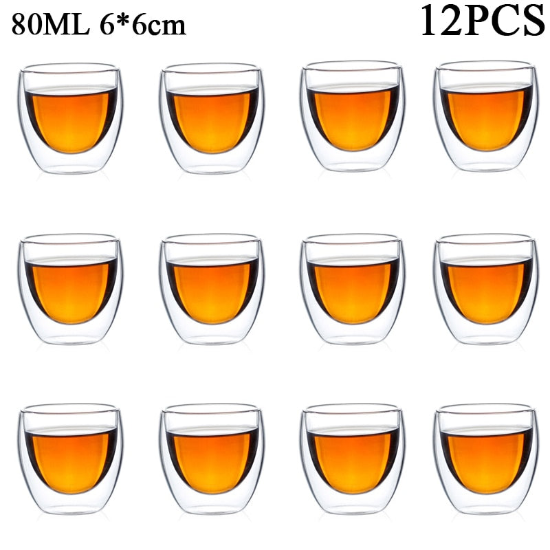 80ML Espresso Double Wall Glass Tea Cup Transparent Coffee Cups 
 High Borosilicate Glasses Mug Insulated Drinkware - littleblackbears